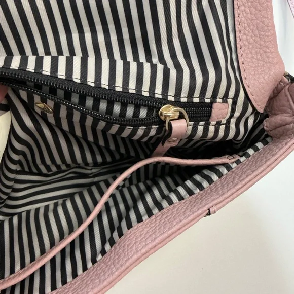 Kate Spade pink gold leather  shoulder bag.purse classic striped interior - Picture 8 of 11